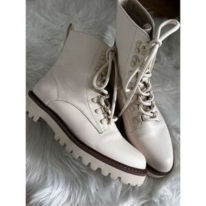 Sanctuary White Leather Combat Boots Women's Size 7.5